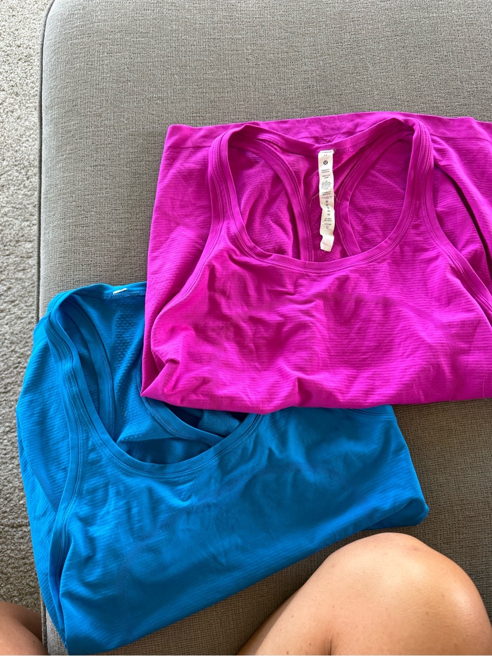 lululemon athletica Women's Bright Magenta and Teal Racerback Tank Tops
